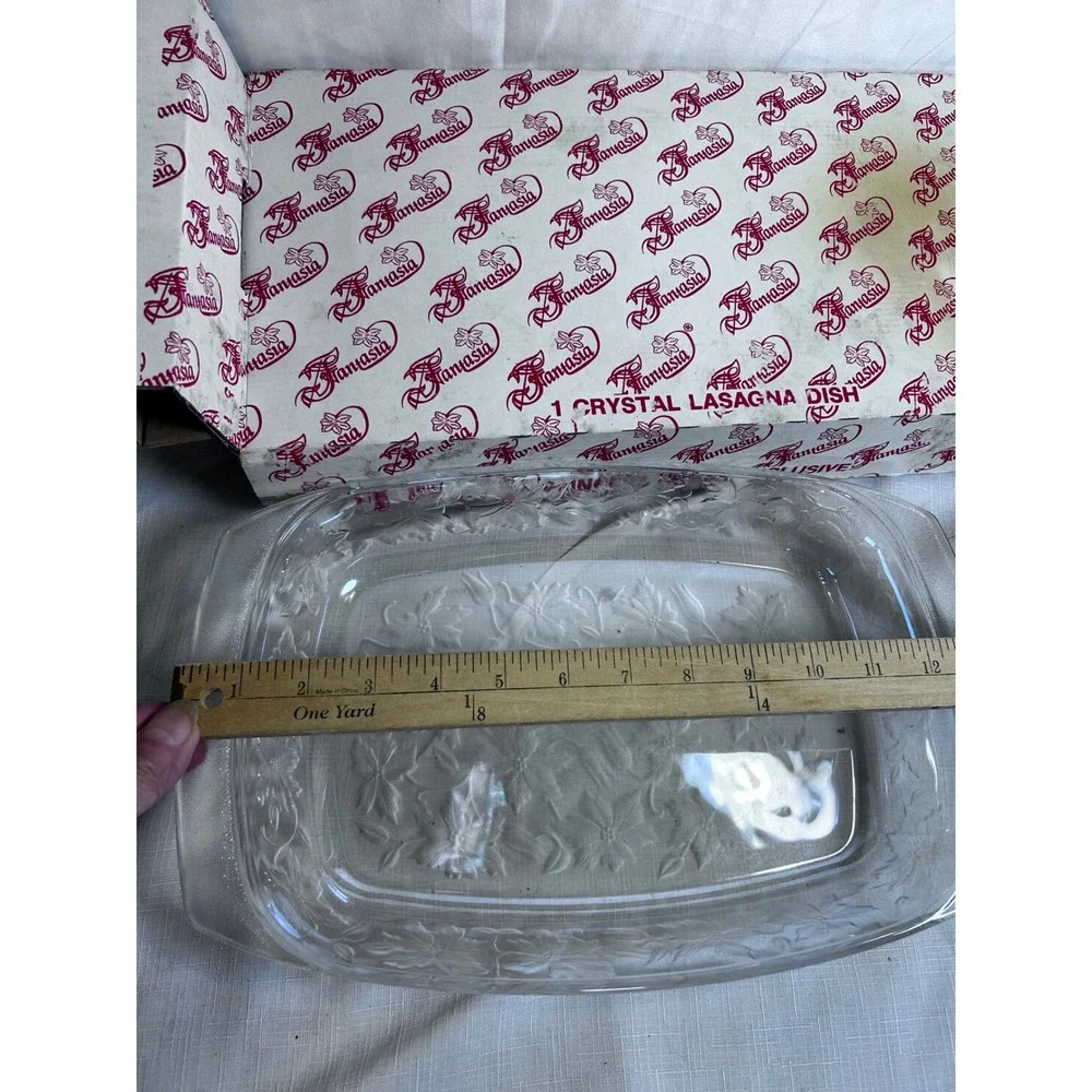 Princess House Fantasia Lasagna Dish 12.5in Clear Crystal Floral Baker 531